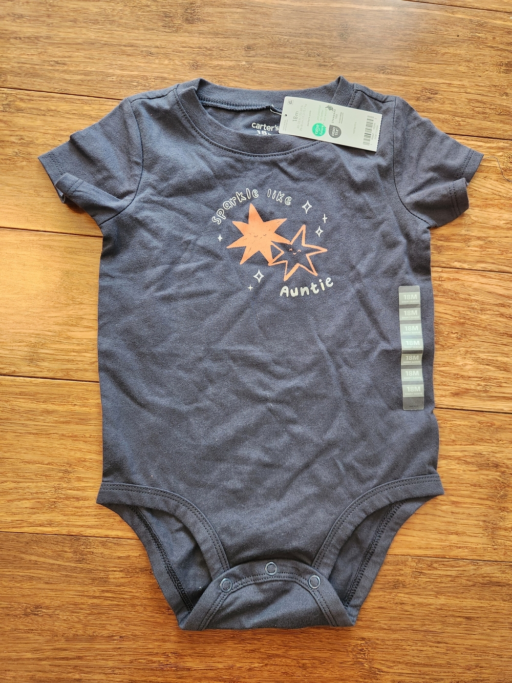 New Carter's "Sparkle Like Auntie" Baby Girl One-Piece Gift Bodysuit, 18 Months